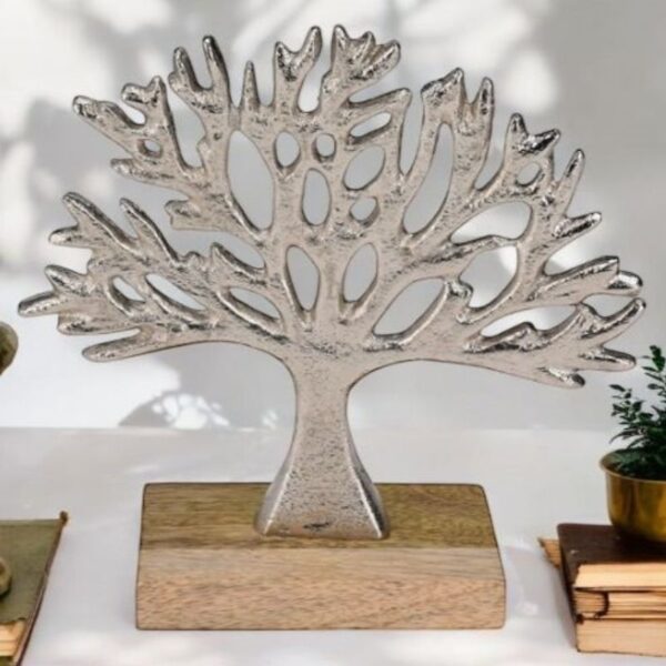 ⁦עץ החיים כסוף על בסיס עץ - דגם Tree⁩ – תמונה ⁦2⁩