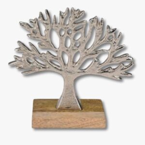 עץ החיים כסוף על בסיס עץ - דגם Tree