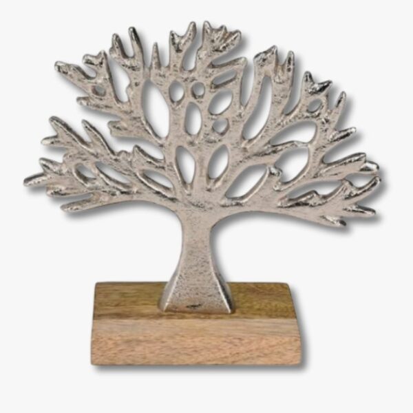 עץ החיים כסוף על בסיס עץ - דגם Tree