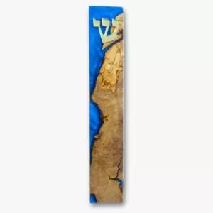 בית מזוזה מעץ זית עתיק ואפוקסי - דגם Holyland