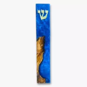 בית מזוזה אפוקסי ועץ זית ישראלי - דגם Tsfat